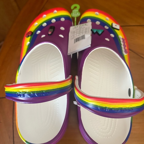 Crocs Unisex Classic Clogs Rainbow Multi Color Size M(12) - Picture 11 of 13